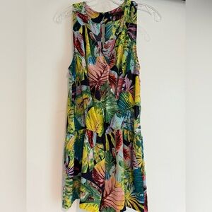 BCBGMaxAzria Multicolor Leaf Print romper